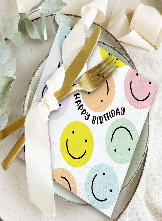 وولاين مجموعة مناديل حفلات مبتسمة من والين، 80 قطعة، 6.5 بوصة، مناديل عيد ميلاد سعيد للاستخدام مرة واحدة، مناديل عشاء بألوان الباستيل، مناديل غداء مرحة، لوازم حفلات، ديكور طاولة - Image 5